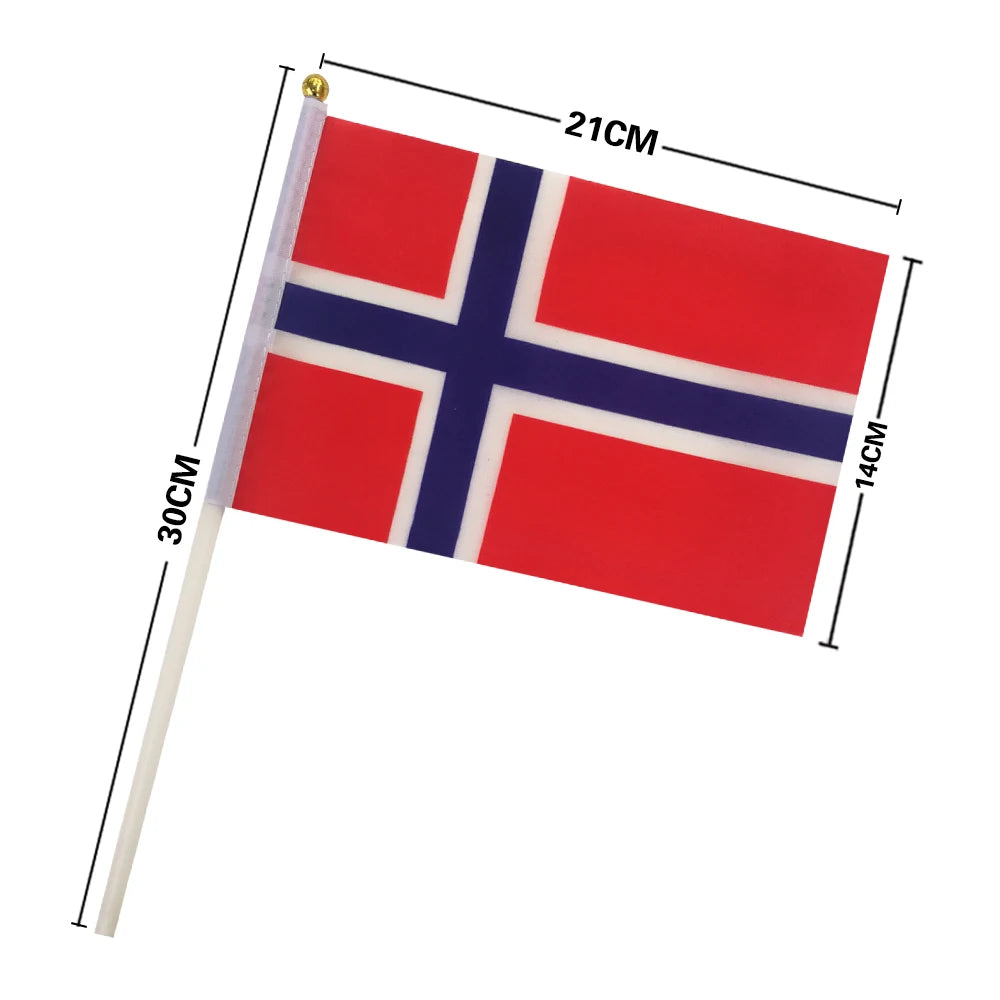 Norwegen Stockfahne 14x21cm